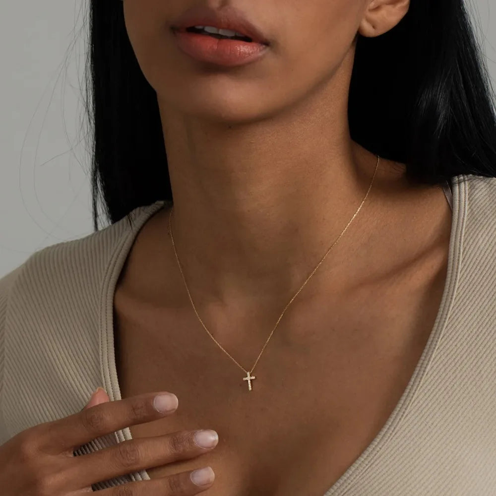 New 18K Gold Plated Cross Necklace