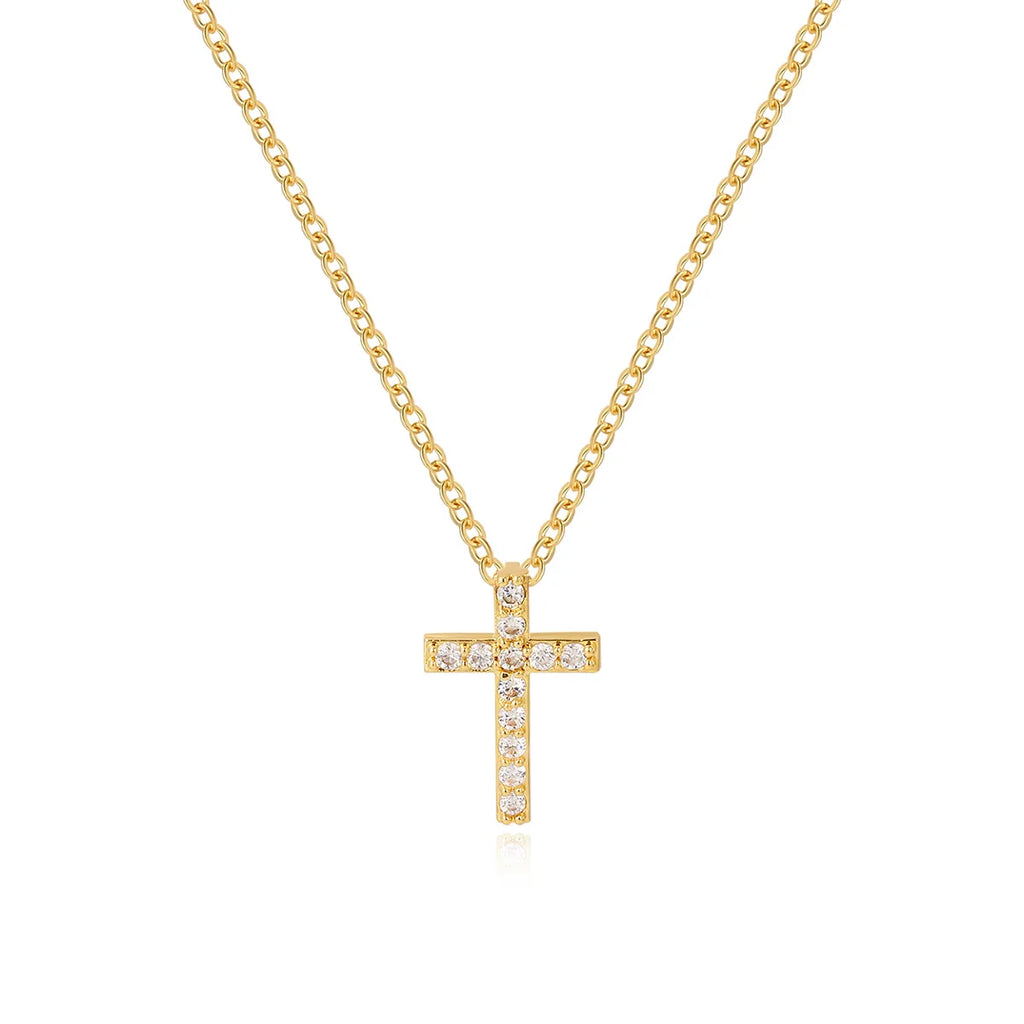 New 18K Gold Plated Cross Necklace