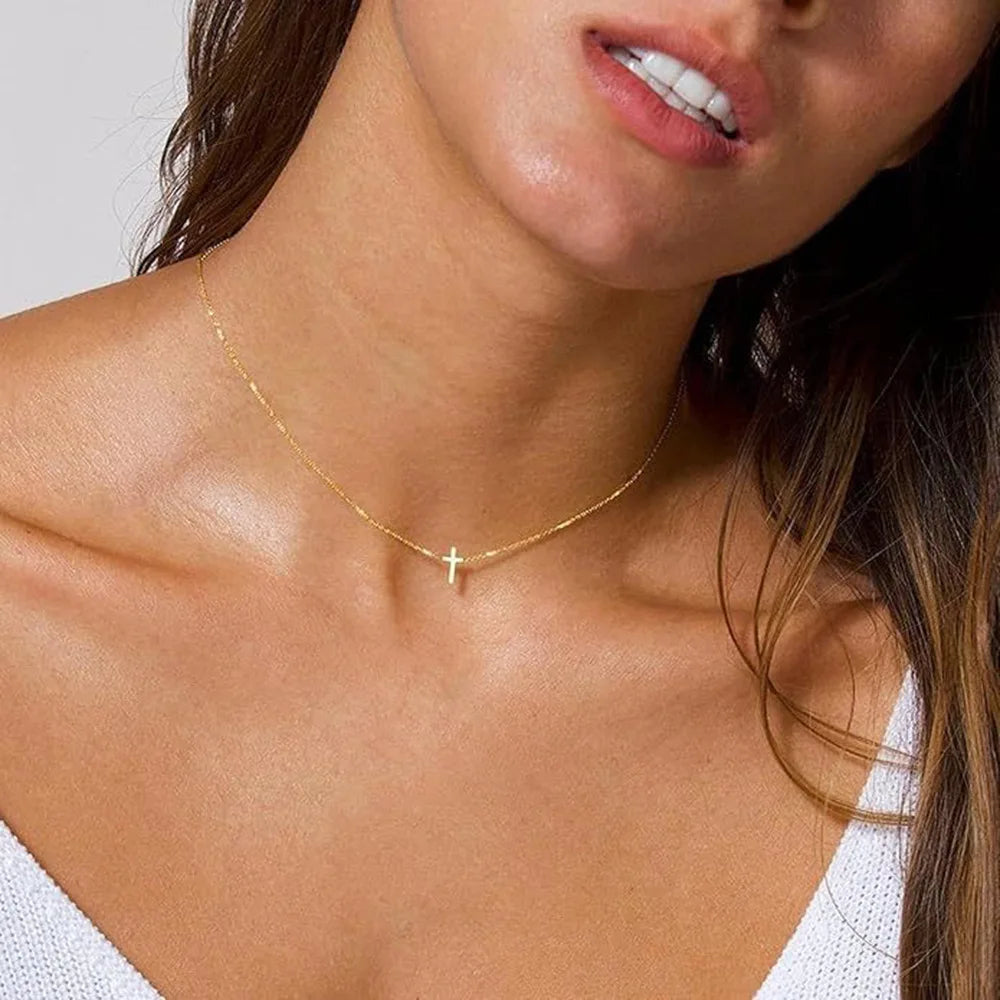 New 18K Gold Plated Cross Necklace