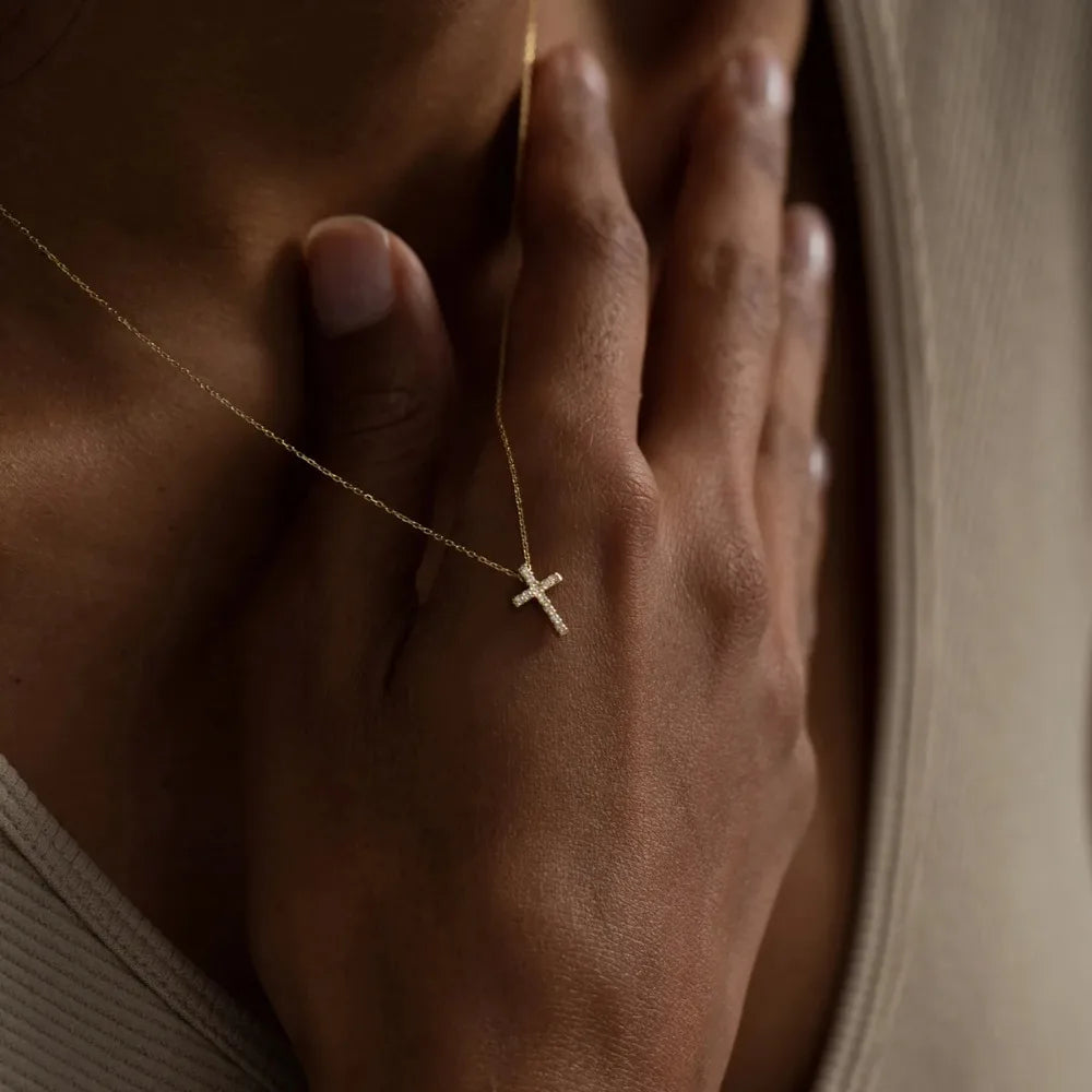 New 18K Gold Plated Cross Necklace