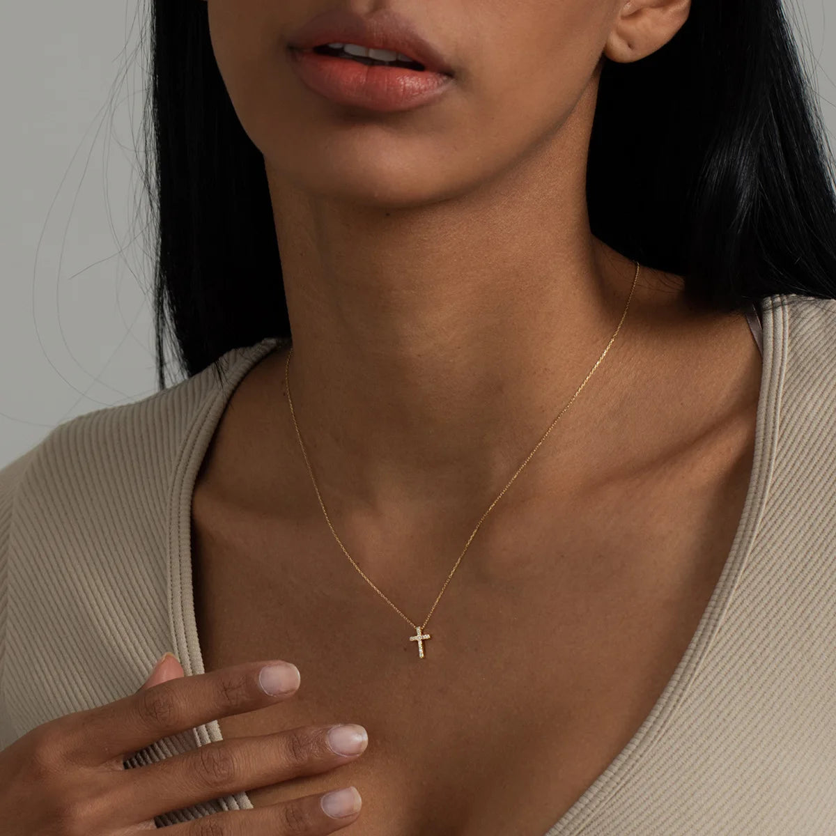 New 18K Gold Plated Cross Necklace