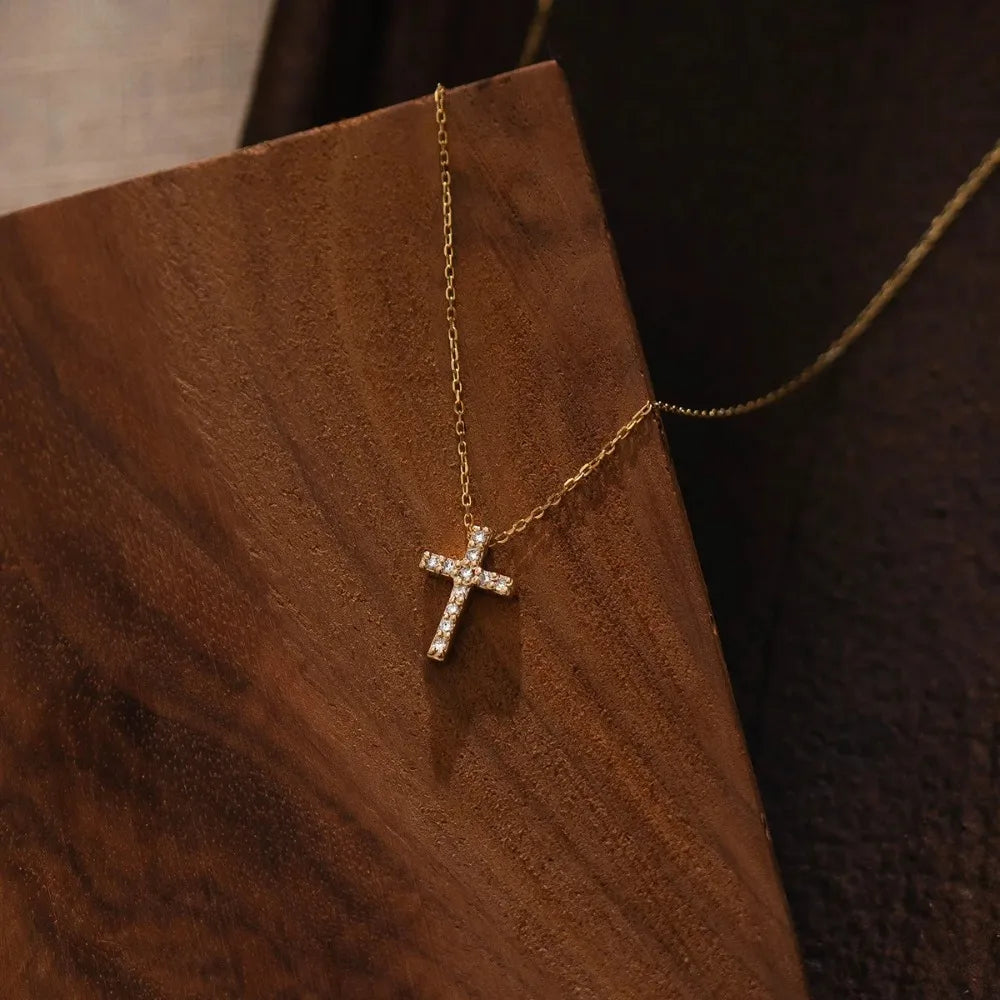 New 18K Gold Plated Cross Necklace